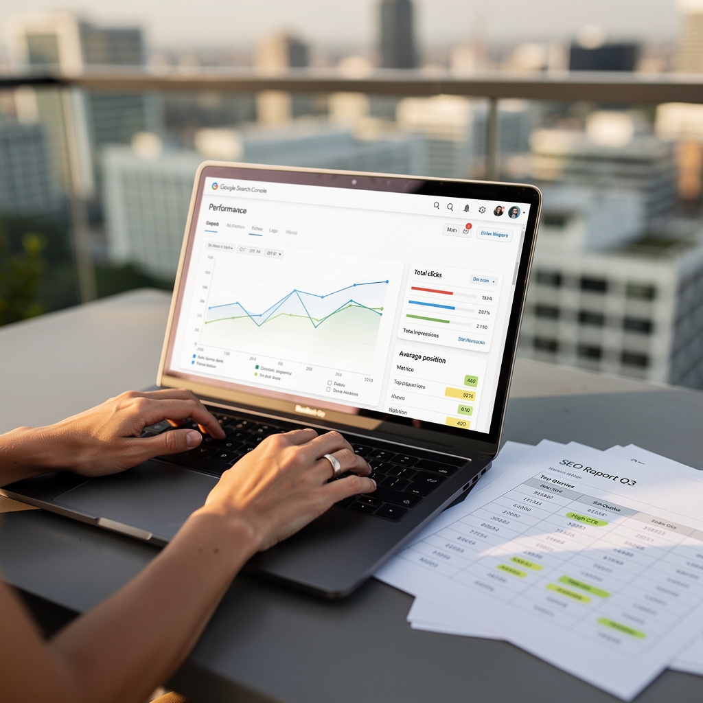 Ekran Google Search Console z danymi o widoczności artykułów